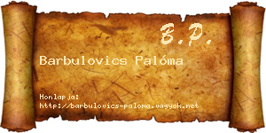 Barbulovics Palóma névjegykártya